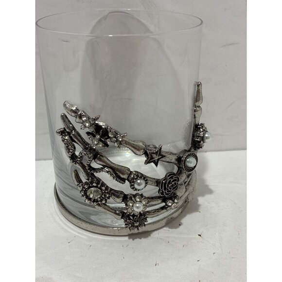Halloween Gothic Skeleton Hand Bling Jeweled Wine/Water Glass Metal - Picture 1 of 7